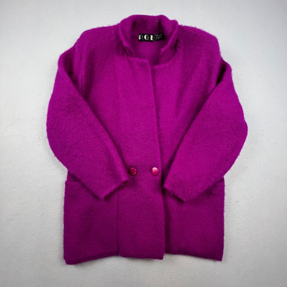 VTG P.G.E. Mohair Wool Cardigan Sweater Womens Medium‎ Fuzzy Coat Classy 90s